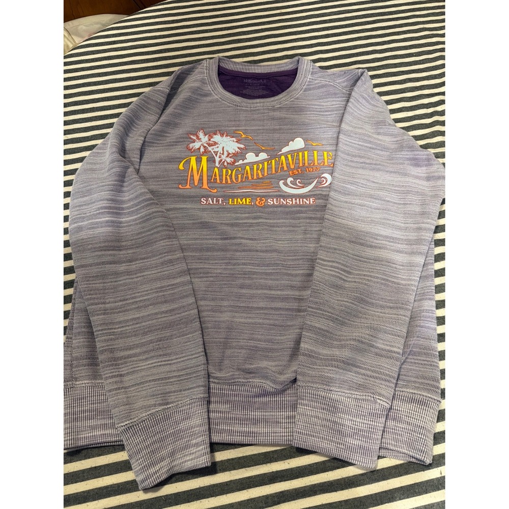 Margaritaville Purple Space Dye Graphic Sweatshirt Salt Lime Sunshine Large